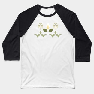Peace Lily Pattern Simple Graphic Design on Pale Green Baseball T-Shirt